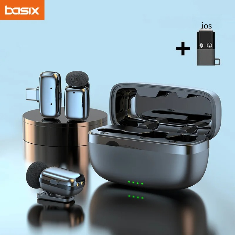 Wireless Charger - Kablosuz Yaka Mikrofon Seti, Şarj Kutulu