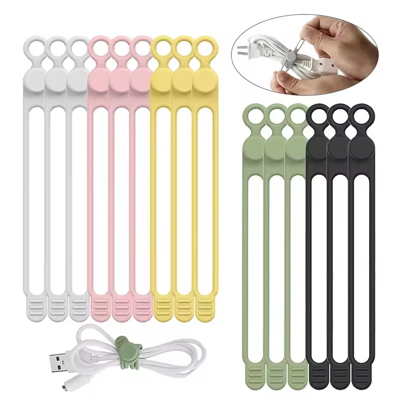 Cable Organizer - 10 adet Silikon Kablo Bağı, Kablo
