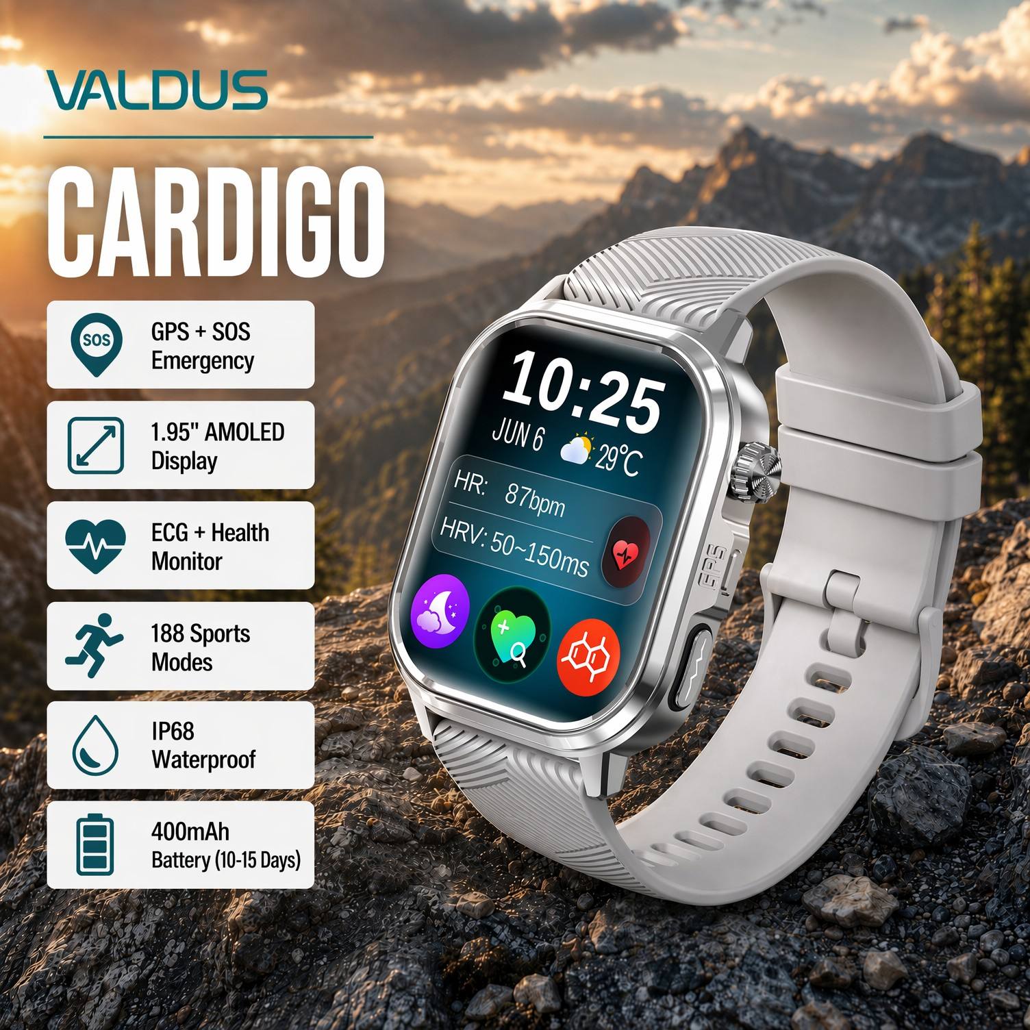 Smart Watch - VALDUS CARDIGO Erkek Kadın EKG Sağlık